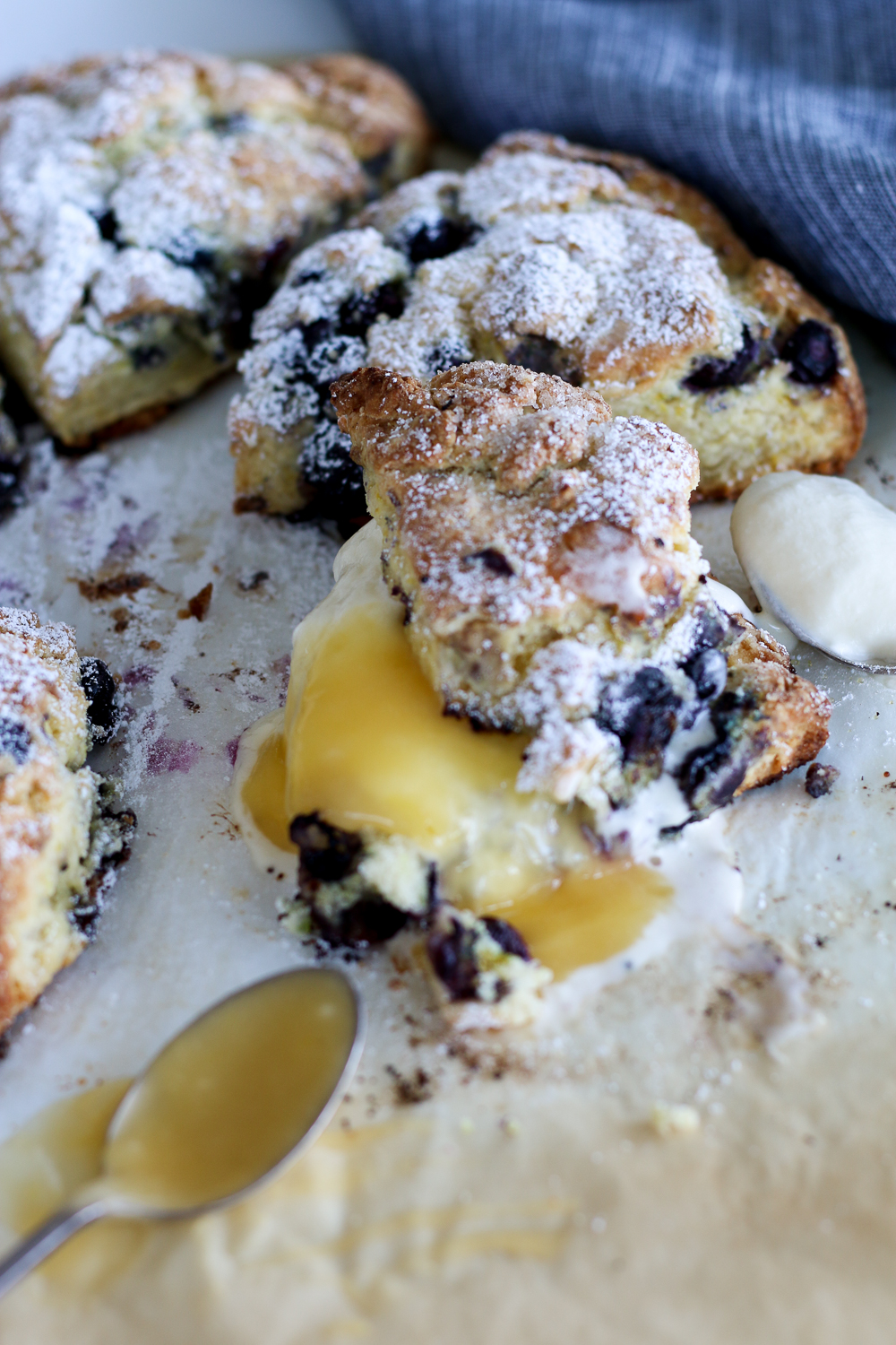 Lemon &amp; Blueberry Scones with Lemon Curd &amp; Buttermilk Whipped Cream ...