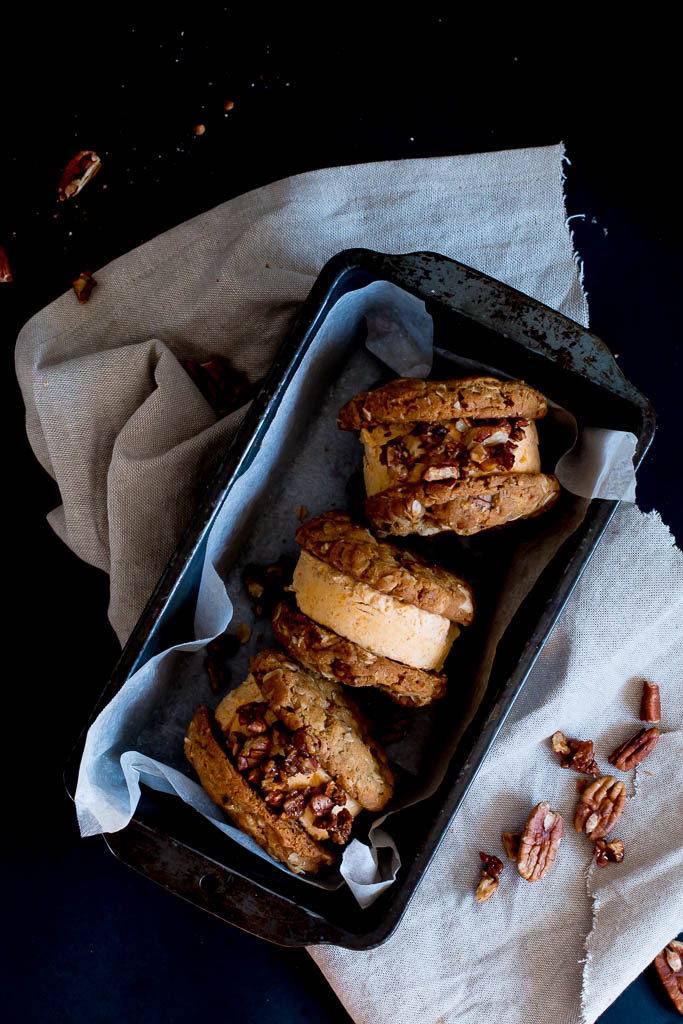 Pumpkin, pecan and white-chocolate ice cream sandwiches - The Brick Kitchen