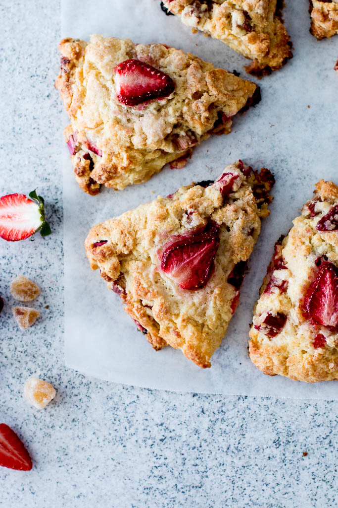Rhubarb, Strawberry and Ginger Buttermilk Scones - The Brick Kitchen