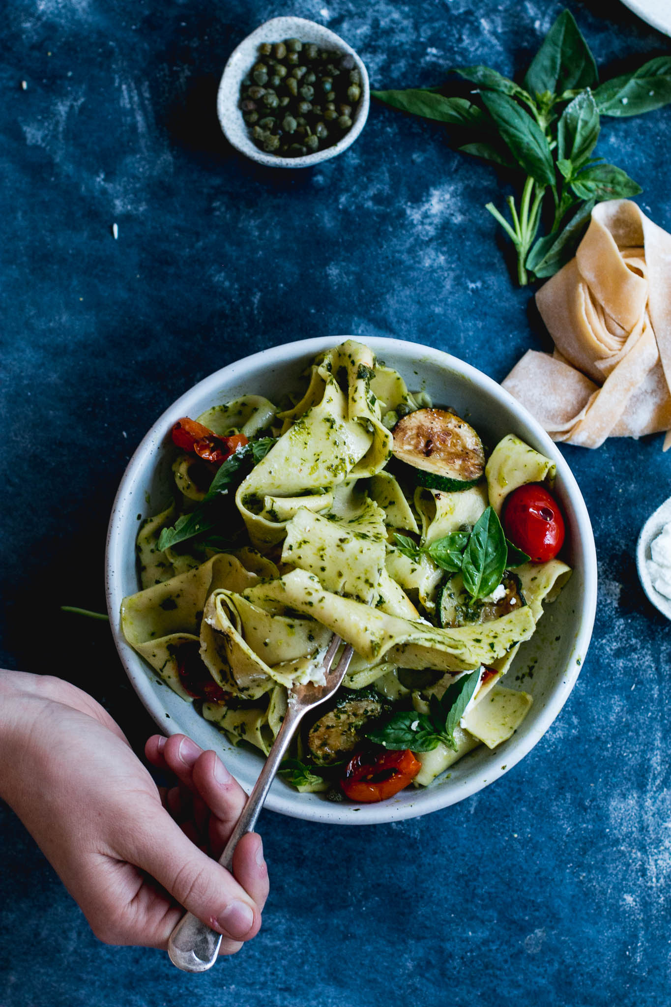 Homemade Pappardelle with Pesto, Zucchini & Goat’s Cheese - The Brick Kitchen