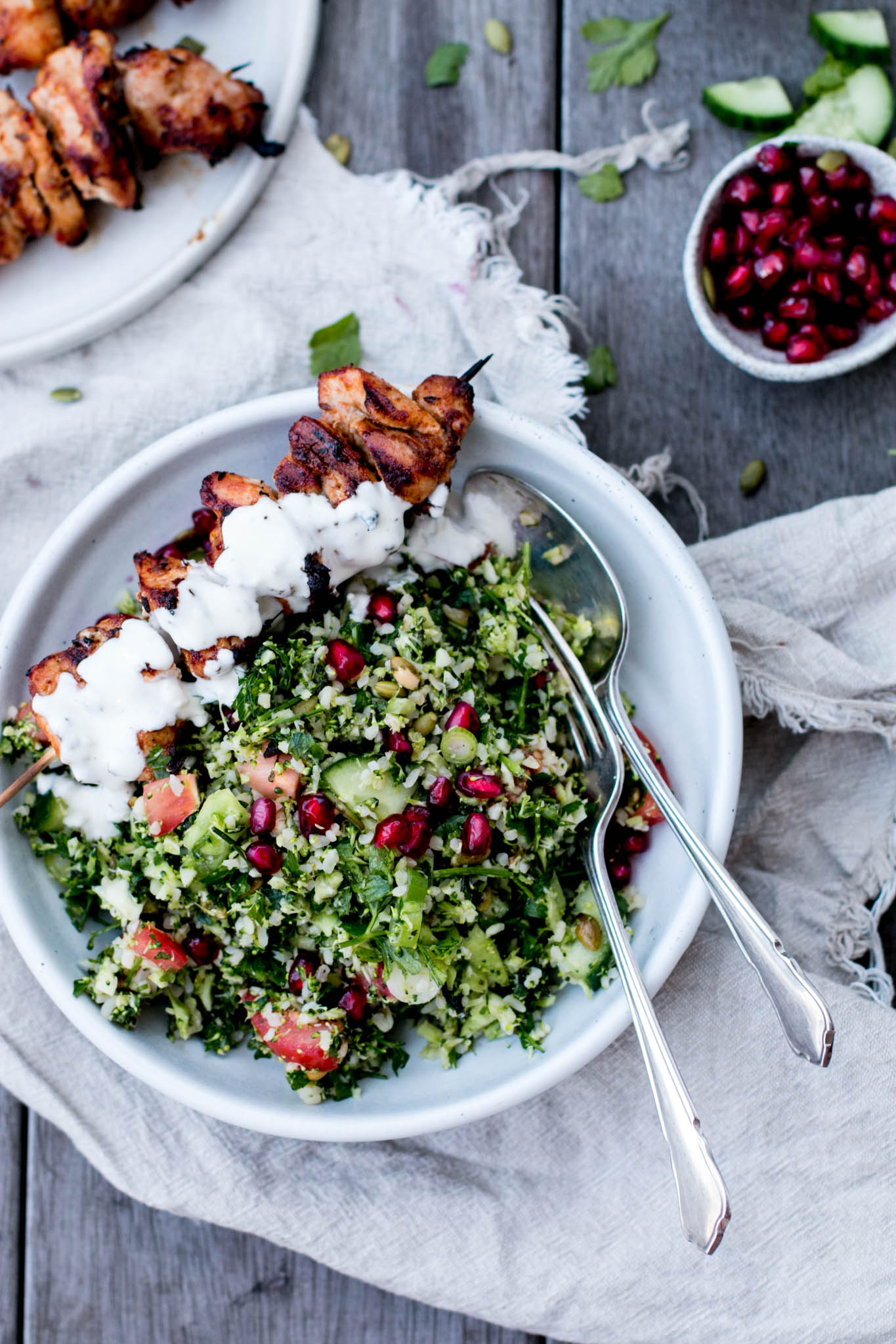 Raw Broccoli & Pomegranate Tabouli - The Brick Kitchen