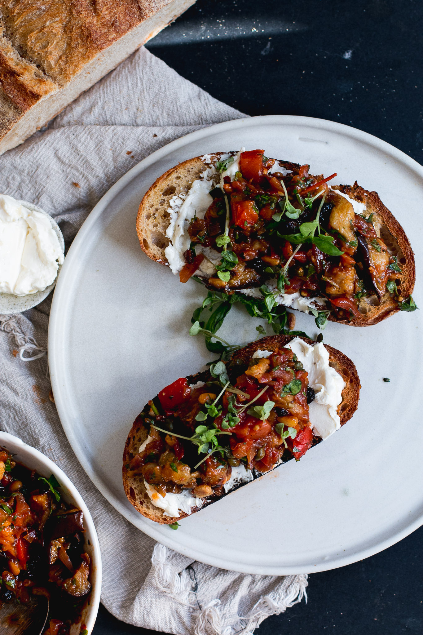 Eggplant Caponata & Labneh Bruschetta - The Brick Kitchen