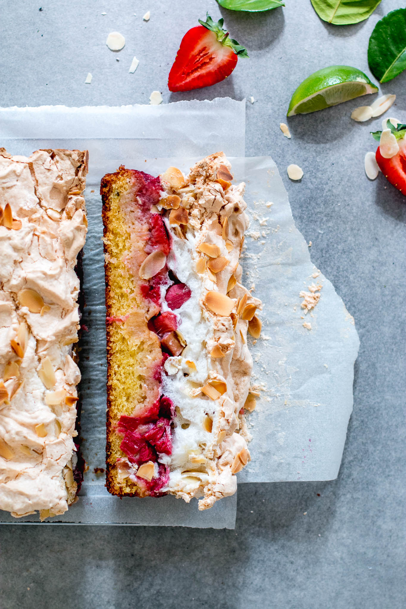 Rhubarb Strawberry & Kaffir Lime Louise Cake - The Brick Kitchen