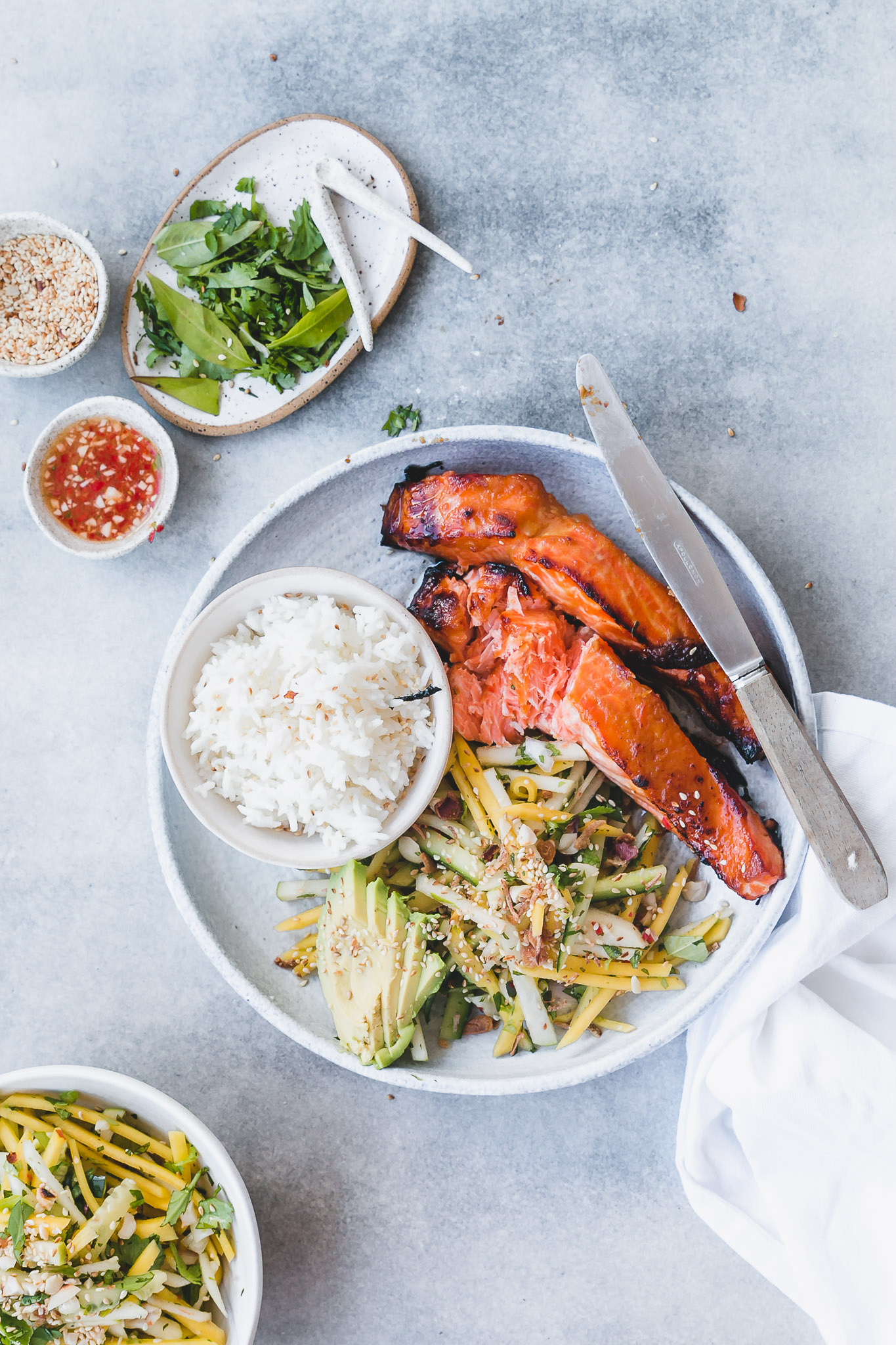 Miso Salmon with Mango, Cucumber & Green Apple Slaw - The Brick Kitchen