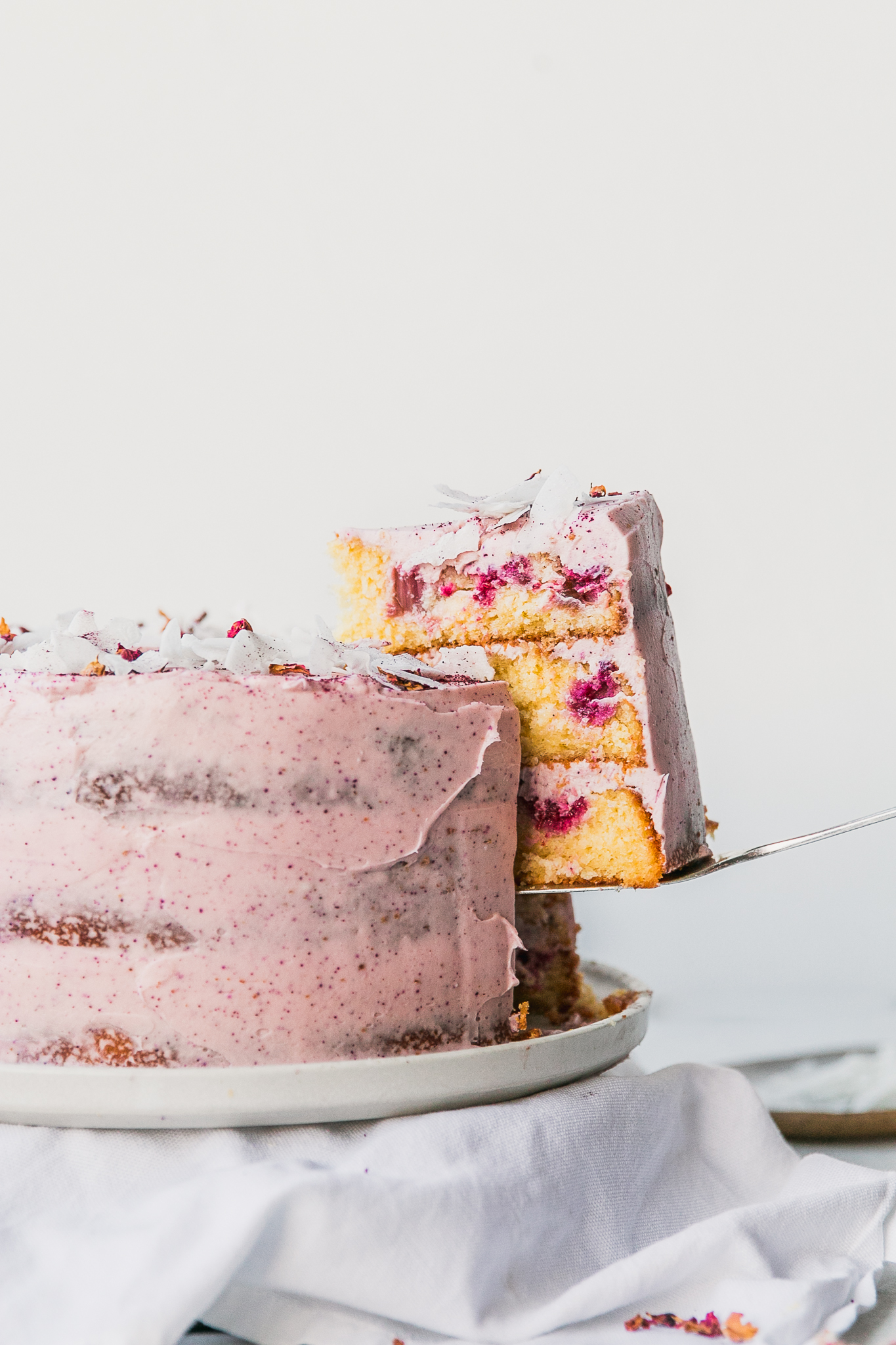 Rhubarb, raspberry & coconut cake - The Brick Kitchen