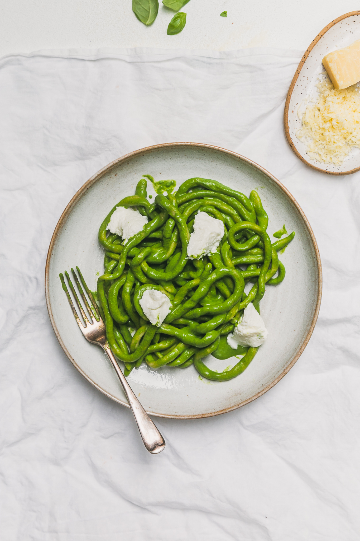 Pici with spinach pesto and ricotta- The Brick Kitchen