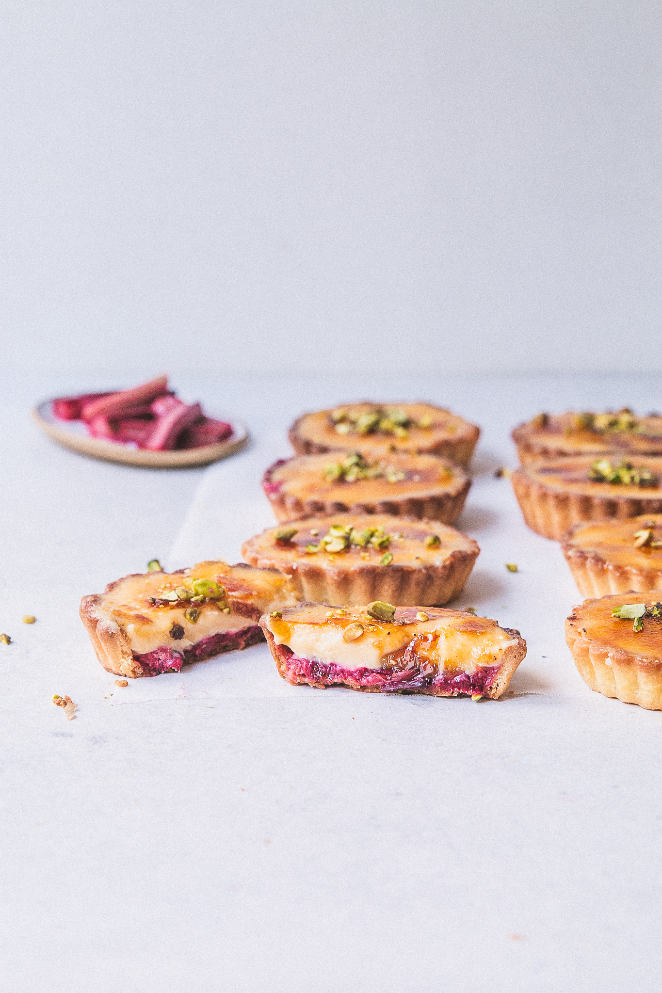 Rhubarb ginger creme brulee tarts - The Brick Kitchen