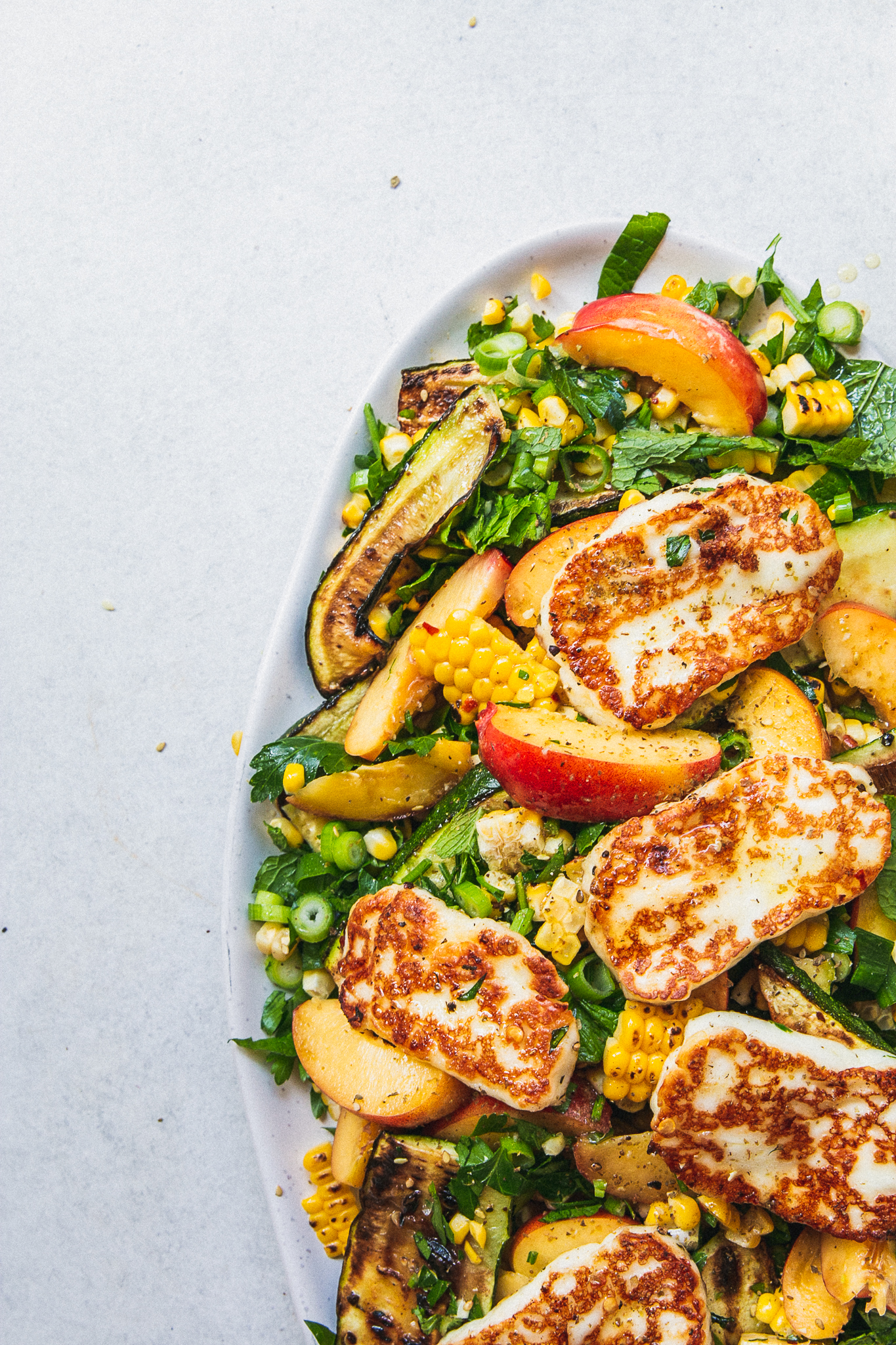 Corn Nectarine Haloumi Salad - The Brick Kitchen